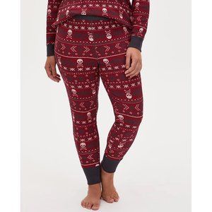 Torrid Dark Red Skull Fair Isle Thermal Sleep Legging / Pants NWT, sz 4